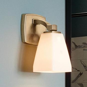 Marant fali lámpa, világos bronz/opál, magasság 24 cm, IP44, G9-LED kép