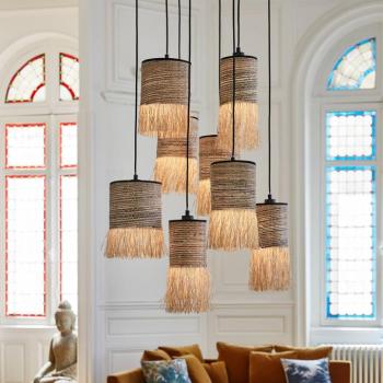 MARKET SET Formentera lógó lámpa, Ø 50 cm, pálmarost, 8 izzós. kép