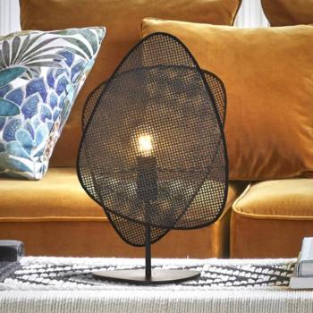 MARKET SET asztali világítás Screen, fekete, rattan, 51 cm magas kép