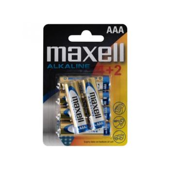 Maxell LR03 4+2 AAA elem, alkáli, ceruza, 1,5V, 6 db/csomag kép
