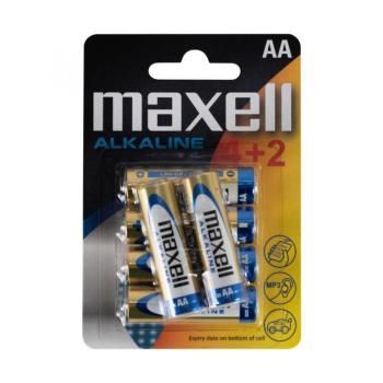 Maxell LR6 4+2 AA elem, alkáli, ceruza, 1,5V, 6 db/csomag kép