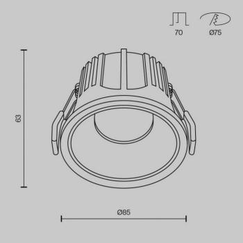 Maytoni Alfa beépíthető lámpa, fekete/fehér, Ø 8,5 cm, 15 W, 36° kép