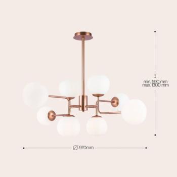 Maytoni csillár Erich, rózsaszín sárgaréz, üveg/fém 8-light. kép
