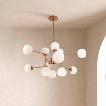 Maytoni csillár Erich, sárgaréz rozé üveg/metál 12-light. kép