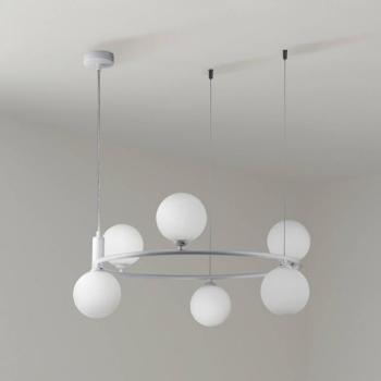 Maytoni függőlámpa Ring, fehér/fehér, 6 lámpás üveg Ø 58 cm kép