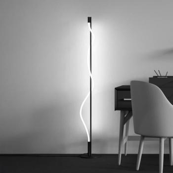 Maytoni LED álló világítás Tau, fekete, alumínium, magasság 150 cm kép