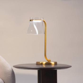 Maytoni LED asztali világítás Cabaret, sárgaréz/átlátszó, magasság 48,5 cm kép