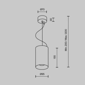 Maytoni LED-es Efir függőlámpa, fekete, Ø 9,5 cm, 25 W, 38°