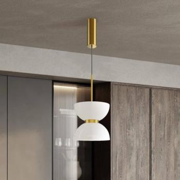 Maytoni LED-es függőlámpa Kyoto, arany/fehér, Ø 22 cm, üveg kép