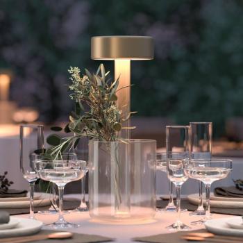 Maytoni LED-es újratölthető asztali lámpa AI Collaboration, üveg, arany kép