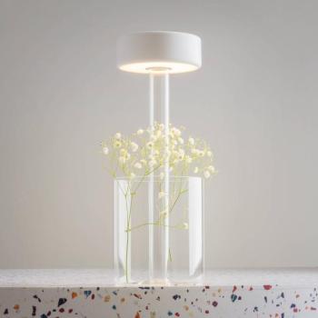 Maytoni LED-es újratölthető asztali lámpa AI Collaboration, üveg, fehér kép