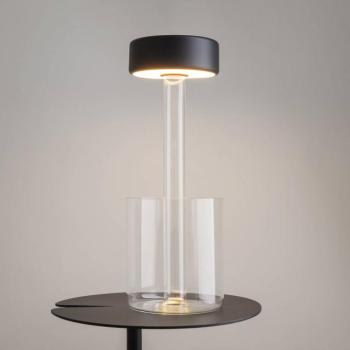 Maytoni LED-es újratölthető asztali lámpa AI Collaboration, üveg, fekete kép
