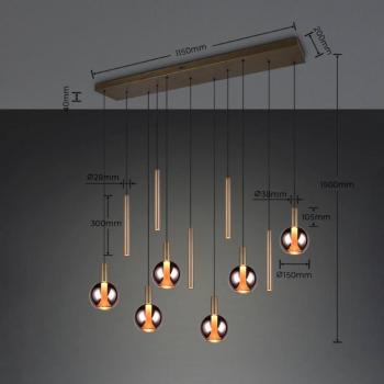 Melaro LED lógó lámpa, 120 cm, platina, fém/üveg, 11 izzós kép