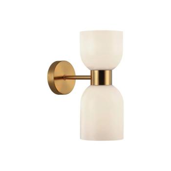 Memory fali lámpa, üveg, bronz/fehér, 2-lámpás, 2 lámpával kép