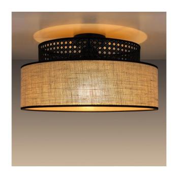 Mennyezeti lámpa BOHO 1xE27/60W/230V átm. 40 cm fekete/rattan 0123 kép