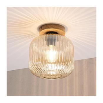 Mennyezeti lámpa MILOU WOOD 1xE27/15W/230V tölgy/füstös bézs átm. 20 cm LM-1.329/A/DĄB kép