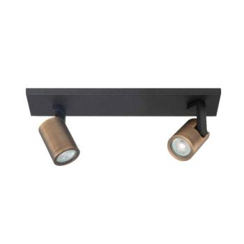 Mennyezeti spot Halo, fekete/bronz fényezett Hossza 40 cm 2-lámpás. kép