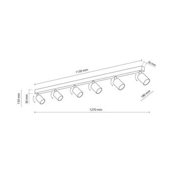 Mennyezeti spotlámpa Top, fehér, 127 cm, 6 izzós, fém, GU10 kép