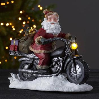 Merryville LED deco lámpa Mikulás motorkerékpáron kép