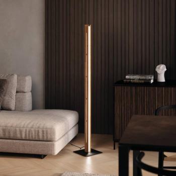 Mexico LED álló lámpa, tölgy/fekete, magasság 150 cm, fa/fém kép