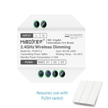 MiLight 230V-os 3 zónás kapcsoló okosító, rádiós egység - PUSH1-3 kép