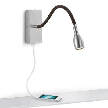 Milos nikkel LED fali lámpa USB töltőporttal kép