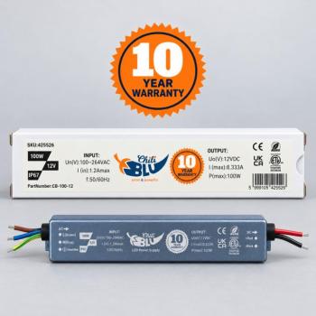 Mini LED tápegység, slim, 100 Watt, 12 Volt, 8,333 A, IP67, 10 év garancia, ChiliBlu kép