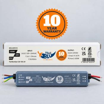 Mini LED tápegység, slim, 100 Watt, 24 Volt, 4,167 A, IP67, 10 év garancia, ChiliBlu kép