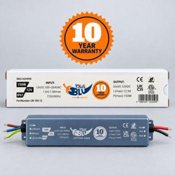 Mini LED tápegység, slim, 150 Watt, 12 Volt, 12,5 A, IP67, 10 év garancia, ChiliBlu kép