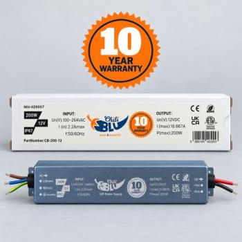 Mini LED tápegység, slim, 200 Watt, 12 Volt, 16,667 A, IP67, 10 év garancia, ChiliBlu kép