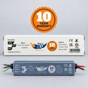 Mini LED tápegység, slim, 40 Watt, 12 Volt, 3,333 A, IP67, 10 év garancia, ChiliBlu kép