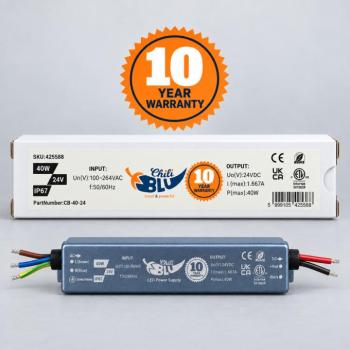 Mini LED tápegység, slim, 40 Watt, 24 Volt, 1,667 A, IP67, 10 év garancia, ChiliBlu kép