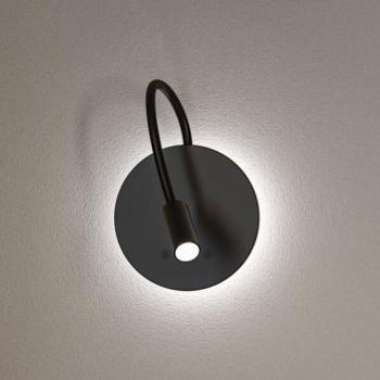 Miora LED tölthető fali lámpa, fekete, hajlékony kar, fényerőszabályozóval kép