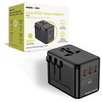 Mobile Origin GaN 67W Travel Adapter PW5 EU/UK/US/AUS 3× USB-C + USB-A kép