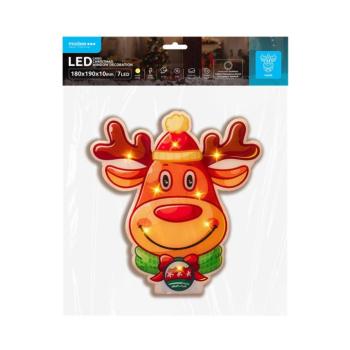 Modee Karácsonyi LED dekoráció Ablakra Elemes C4002 (7LED 180x190x10mm), 3000K, meleg fehér, IP20 kép