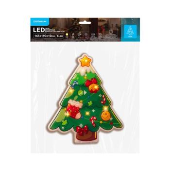 Modee Karácsonyi LED dekoráció Ablakra Elemes C4004 (6LED 165x190x10mm), 3000K, meleg fehér, IP20 kép