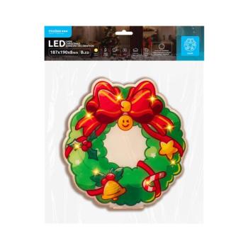 Modee Karácsonyi LED dekoráció Ablakra Elemes C4008 (8LED 187x190x8mm), 3000K, meleg fehér, IP20 kép