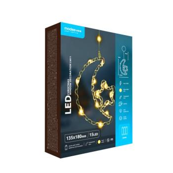 Modee Karácsonyi LED dekoráció Ablakra Elemes C4011 (15LED H180x135mm), 3000K, meleg fehér, IP20 kép