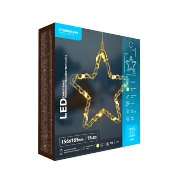 Modee Karácsonyi LED dekoráció Ablakra Elemes C4012 (13LED H163x156mm), 3000K, meleg fehér, IP20 kép