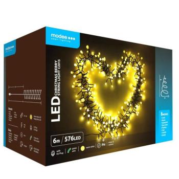 Modee Karácsonyi LED Füzér Berry Plastic Adapteres C2015 (576LED/6m) warm kép