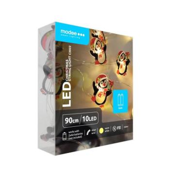 Modee Karácsonyi LED Füzér dekor Elemes C3022 (10LED/90cm/10cm), 2700K, meleg fehér, IP20 kép