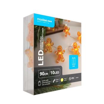 Modee Karácsonyi LED Füzér dekor Elemes C3024 (10LED/90cm/10cm), 2700K, meleg fehér, IP20 kép