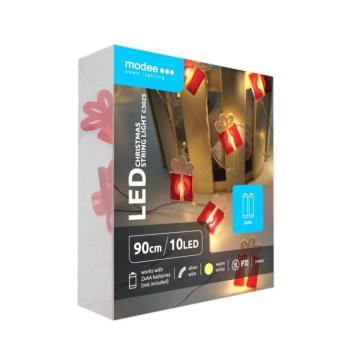 Modee Karácsonyi LED Füzér dekor Elemes C3025 (10LED/90cm/10cm), 2700K, meleg fehér, IP20 kép