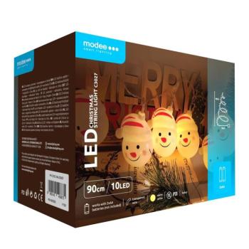 Modee Karácsonyi LED Füzér dekor Elemes C3027 (10LED/90cm/10cm), 2700K, meleg fehér, IP20 kép