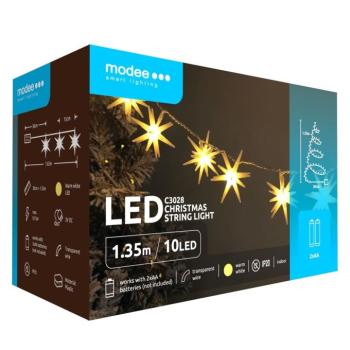 Modee Karácsonyi LED Füzér dekor Elemes C3028 (10LED/135cm/15cm), 2700K, meleg fehér, IP20 kép