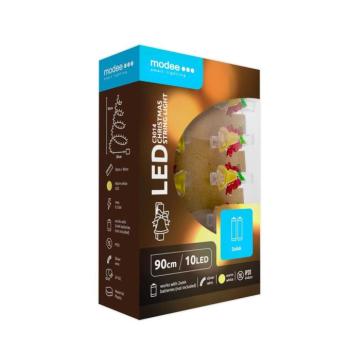 Modee Karácsonyi LED Füzér dekor Elemes + Csipesz C3014 (10LED/90cm/10cm), 2700K, meleg fehér, IP20 kép