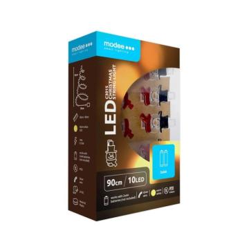 Modee Karácsonyi LED Füzér dekor Elemes + Csipesz C3015 (10LED/90cm/10cm), 2700K, meleg fehér, IP20 kép