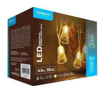 Modee Karácsonyi LED Füzér Plastic Adapteres C2014 (50LED/4,9m/10cm) warm kép