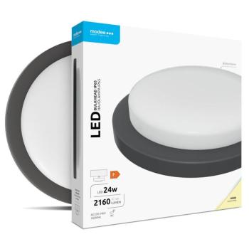 Modee LED Bulkhead Kerek 24W 4000K (D240x38mm) IP65 (2160lm) fekete, 120°, CRI>80, természetes fehér kép