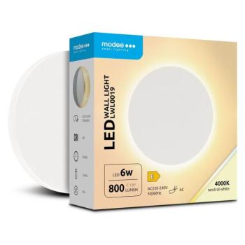 Modee LED Fali Lámpa (LWL0019) 6W IP65 Ø130x42mm 4000K (800lm) Fehér, 110°, CRI>80, természetes fehér kép